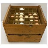Vintage Wooden Egg Crate And Wash Boards With Advertisement