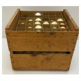 Vintage Wooden Egg Crate And Wash Boards With Advertisement