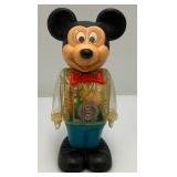1978 Gabriel Mickey Mouse Wind Up Mechanical Toy Clear With Gears 9" (WORKS)