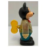 1978 Gabriel Mickey Mouse Wind Up Mechanical Toy Clear With Gears 9" (WORKS)
