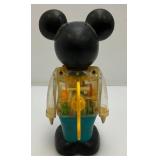 1978 Gabriel Mickey Mouse Wind Up Mechanical Toy Clear With Gears 9" (WORKS)