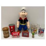 Misc. Collectibles Including Popeye, Coca Cola Bank And More