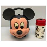 RARE Vintage Alladin Mickey Mouse Head Lunchbox With Thermos