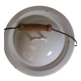 Vintage White  Farmhouse Enamelware Bucket Chamber Pot W/  Lid