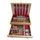 Vintage Holes & Edwards Deep Silverplated Silverware Set in a Wooden Case