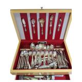 Vintage Holes & Edwards Deep Silverplated Silverware Set in a Wooden Case