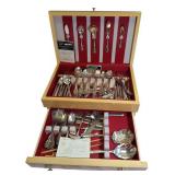 Vintage Holes & Edwards Deep Silverplated Silverware Set in a Wooden Case