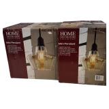 Home Decorators Collection -  (2)  1 Light Mini Pendant Light Aged Bronze Amber Glass | Model: 1002 438 184