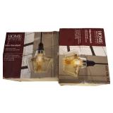 Home Decorators Collection -  (2)  1 Light Mini Pendant Light Aged Bronze Amber Glass | Model: 1002 438 184