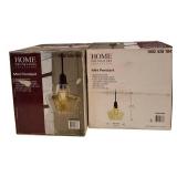 Home Decorators Collection -  (2)  1 Light Mini Pendant Light Aged Bronze Amber Glass | Model: 1002 438 184