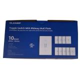 Elegrp  - Toggle Switch with Midway Wall Plate 10 Pack White