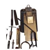 Vintage Mechanics Tools Lot - This lot includes crack repair plugs, micrometers, a puller, several slide hammers, and more tools.