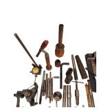 Vintage Mechanics Tools Lot - This lot includes crack repair plugs, micrometers, a puller, several slide hammers, and more tools.