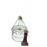 Shop supplies lot includes overhead lights, a display sled, a wire basket, a vintage boom box, and chairs.