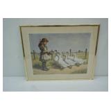 Vintage Print "Little Girl with Geese" by Arthur Sarnoff