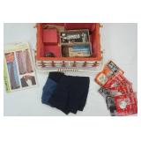 Vintage Sewing Basket and Contents