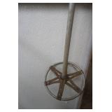 vintage wood snow skis with pole