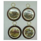 Vintage Currier and Ives "American Homestead" Wall Plaques (4ct)