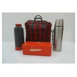 Vintage Aladdin Thermos Plaid Picnic Set