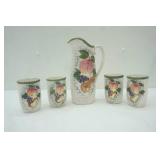 Vintage Ceramic Pitcher and Cup Set. Mid-Century