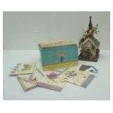 Box of Occasional Cards & Decorative Birch Church Birdhouse