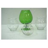 Vintage Italian Empoli Green Optic Brandy Snifter Vase 9" tall