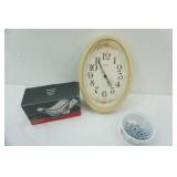 Pfaltzgraff Winterberry Sleigh Dish & Vintage Oval Wall Clock