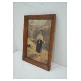 Vintage Framed Print by Norwegian Artist Hans Dahl "A Young Girl by a Fjord"