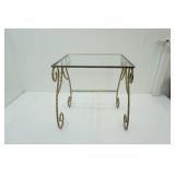 Vintage Wrought Iron and Glass Side Table