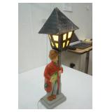 Vintage Chalkware Hobo Leaning On Lamp Post 24" tall