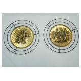 (2ct) Vintage Hammered Brass Wall Hanging "Made in England"