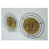 (2ct) Vintage Hammered Brass Wall Hanging "Made in England"