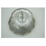 Vintage 2-Tier Hand-Wrought Aluminum Serving Tray 8" tall