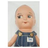 Vintage 1940s/1950s Buddy Lee Composition Doll in Bib Overalls w/stand