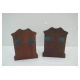 Vintage Enesco Nautical Ship Lantern Bookends w/Green & Red Glass