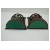 Vintage Enesco Nautical Ship Lantern Bookends w/Green & Red Glass