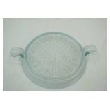 Vintage Fire-King Oven Glass Sapphire Blue Philbe Pattern Embossed Trivet Hot Plate 8"