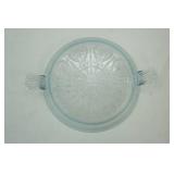 Vintage Fire-King Oven Glass Sapphire Blue Philbe Pattern Embossed Trivet Hot Plate 8"