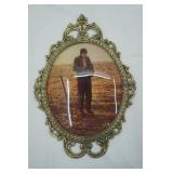 Vintage Oval Convex Frame "The Angelus" by Jean Francois Miller. 17"x12"