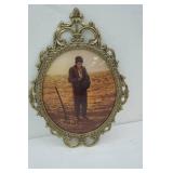 Vintage Oval Convex Frame "The Angelus" by Jean Francois Miller. 17"x12"