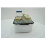 Vintage Enamelware Bin & Jars
