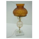 Vintage Amber Glass Hurricane Table Lamp 18" tall
