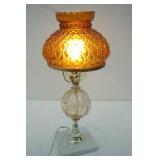Vintage Amber Glass Hurricane Table Lamp 18" tall