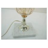 Vintage Amber Glass Hurricane Table Lamp 18" tall