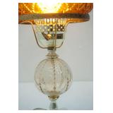 Vintage Amber Glass Hurricane Table Lamp 18" tall