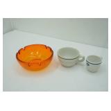 Vintage Viking Glass Ashtray & Vintage US Navy Watchstanding Mug (2 cups Sterling China)