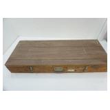 Wooden Case With Vintage Ice Fishing Gear