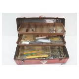 Vintage Metal Tackle Box and Contents