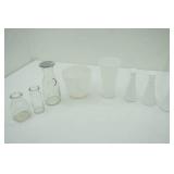 Vintage Milk Glass Vases & Vintage Clear Glass Carafe & Jars