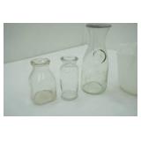 Vintage Milk Glass Vases & Vintage Clear Glass Carafe & Jars